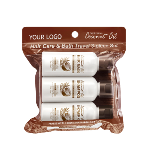 Coconut oil hair care and bath travel three-piece set