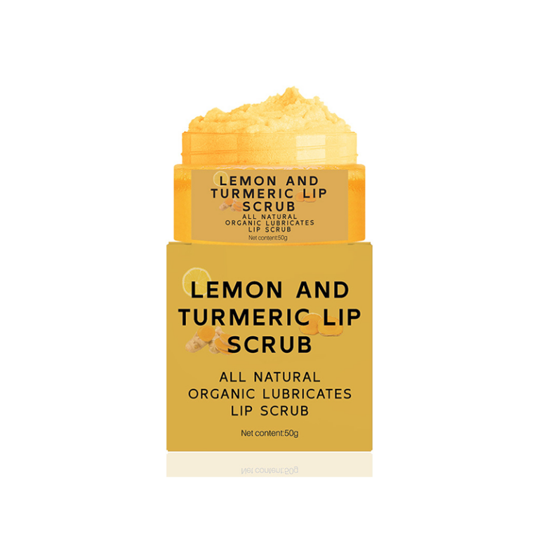 Lemon and turmeric lip scrub, for lip care, hydration, and moisturizing.
