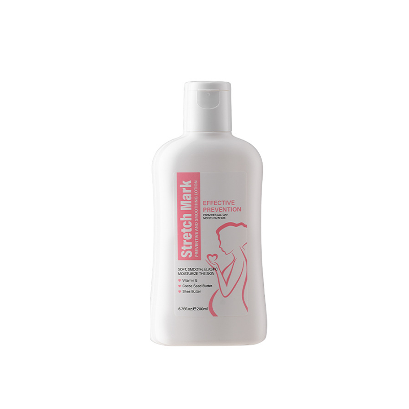 Stretch mark care lotion, effectively prevents and provides comprehensive hydration.