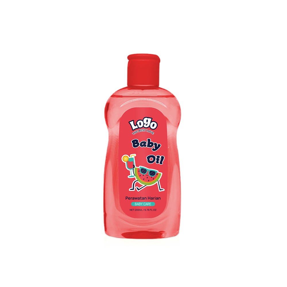 Baby oil, watermelon-scented, for daily care.