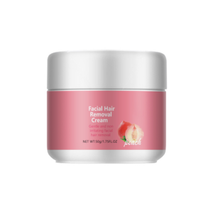 Facial hair removal cream, peach-scented, non-irritating.