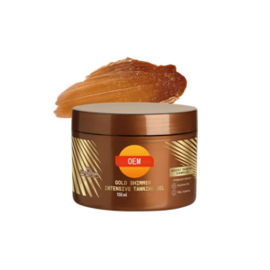 Golden shimmering powerful tanning gel