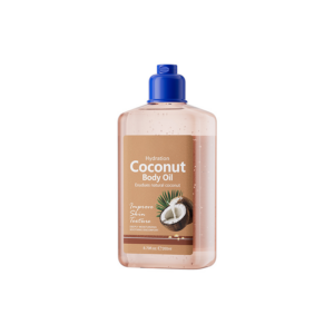 Coconut body oil, improves skin texture and soothes discomfort.