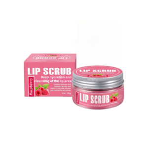 Raspberry-flavored lip scrub, containing squalane and vitamin C.