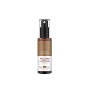 Self-tanning facial serum, containing organic aloe vera.
