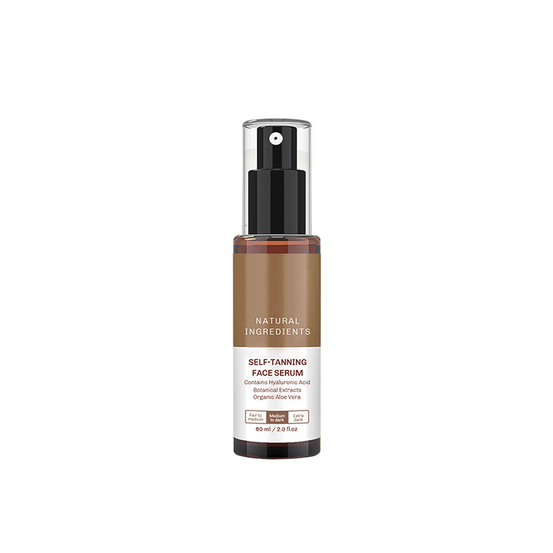 Self-tanning facial serum, containing organic aloe vera.