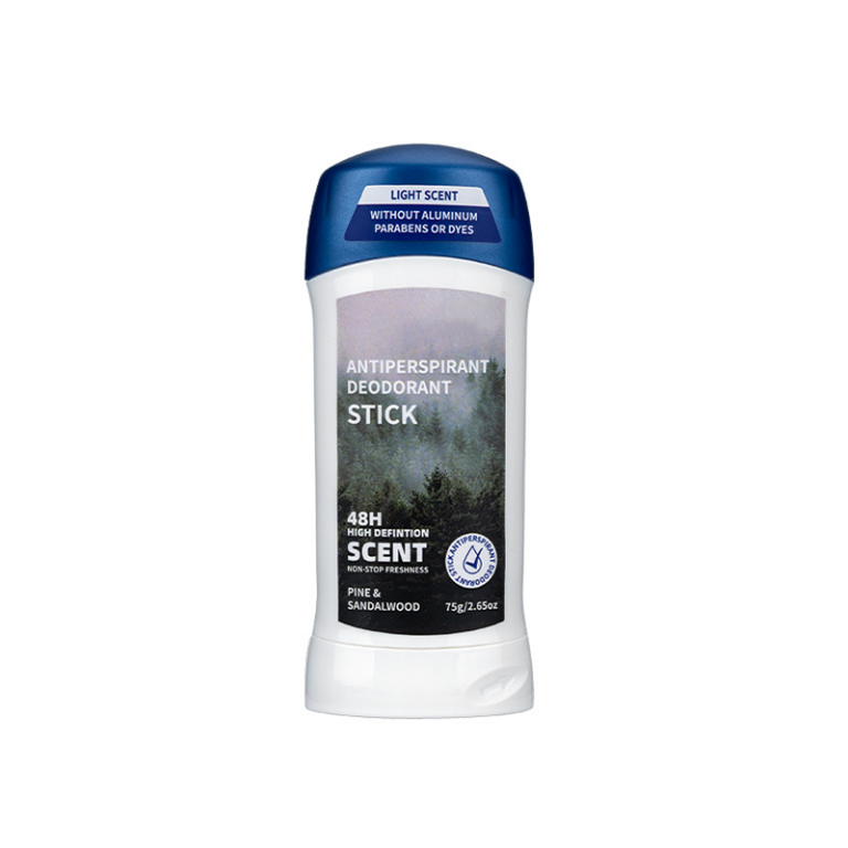 Antiperspirant and deodorant, with a pine and sandalwood scent.