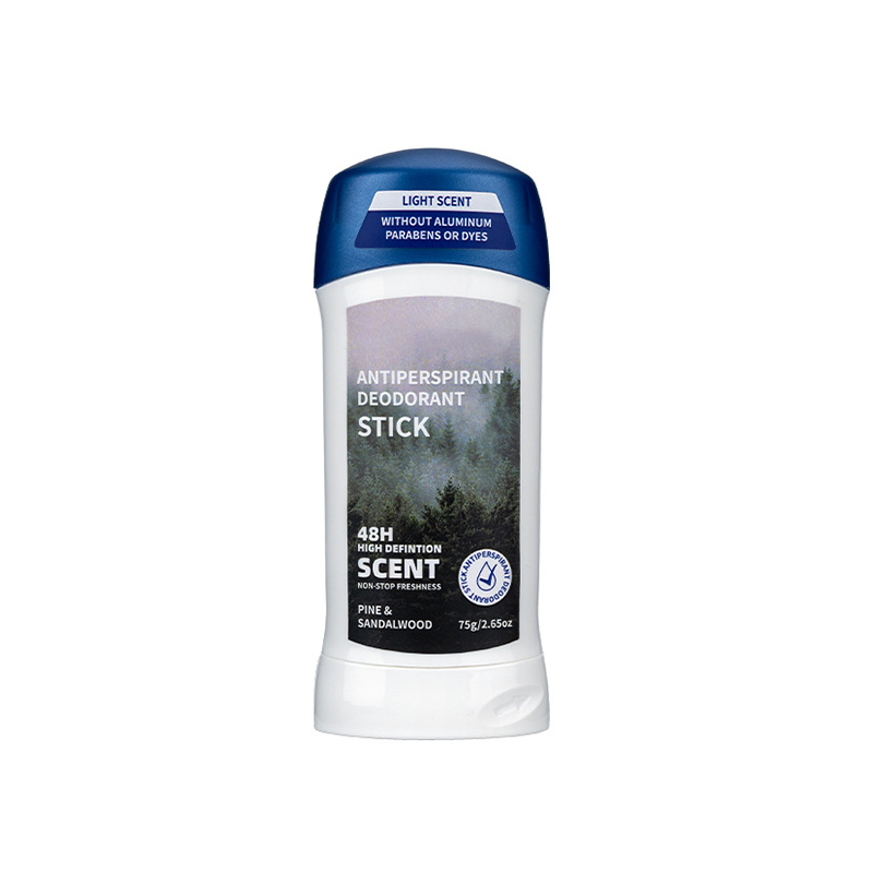 Antiperspirant and deodorant, with a pine and sandalwood scent.