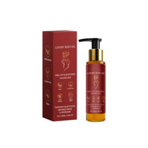 Luxurious body oil: firms, lifts, and moisturizes sagging skin.