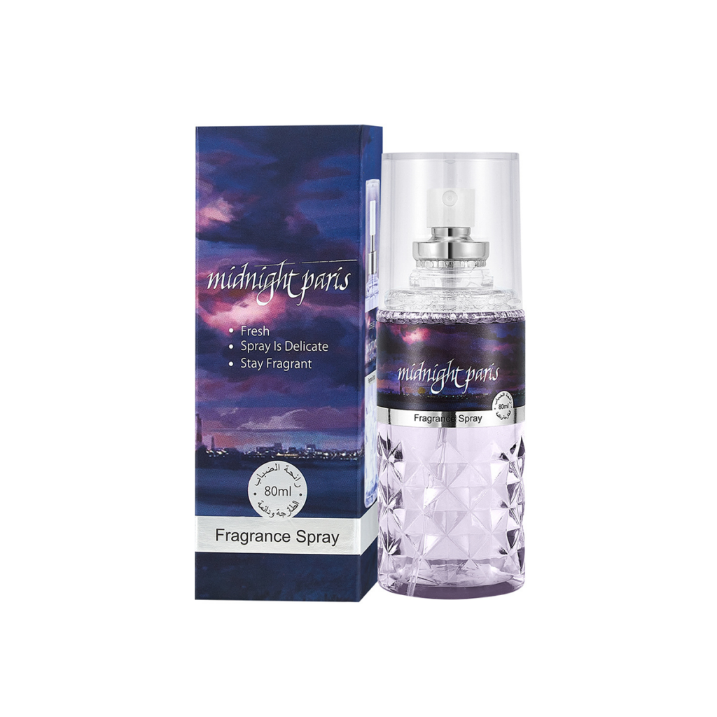 Midnight Paris, fragrance mist, naturally refreshing.