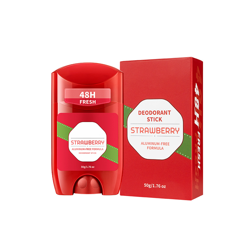 Strawberry-scented deodorant cream, provides 48 hours of freshness.