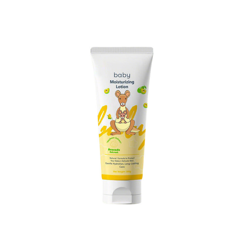 Baby moisturizing lotion, with avocado extract, natural formula.