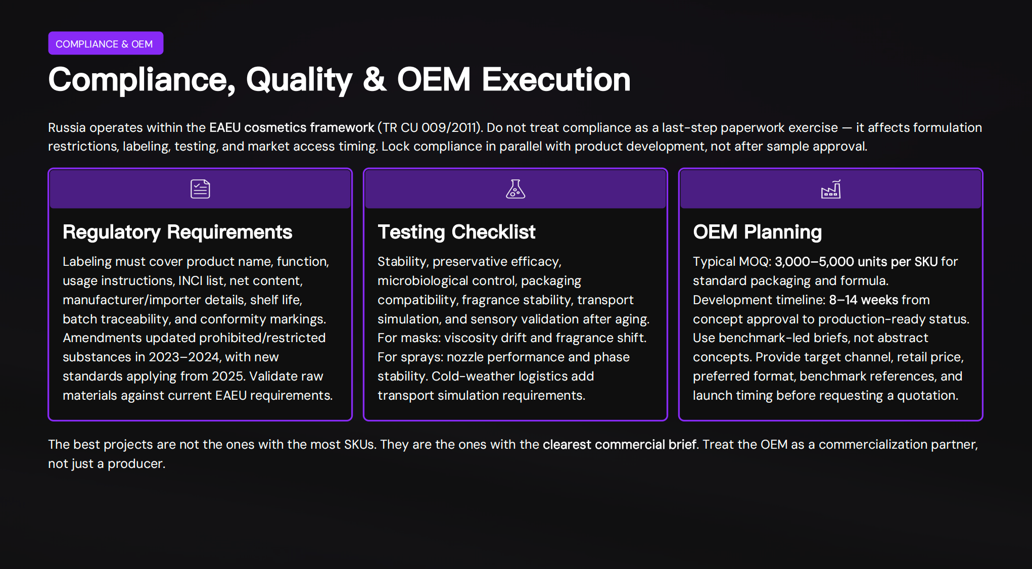 Compliance, Quality & OEM Execution
