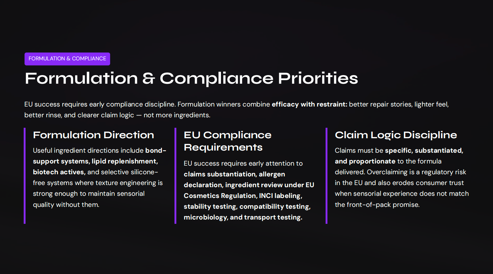 Formulation & Compliance Priorities