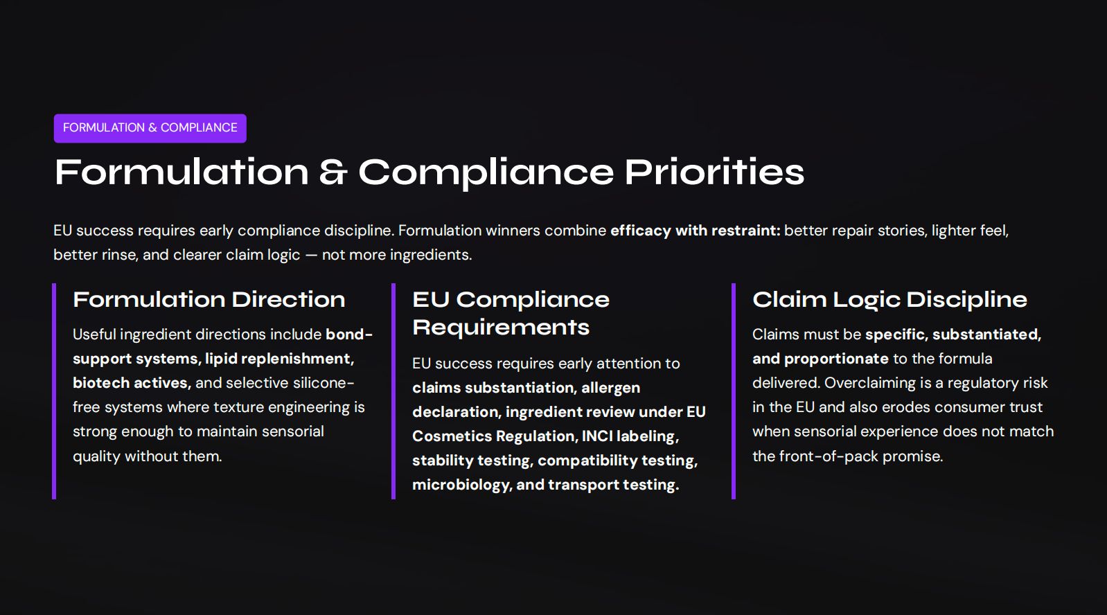 Formulation & Compliance Priorities