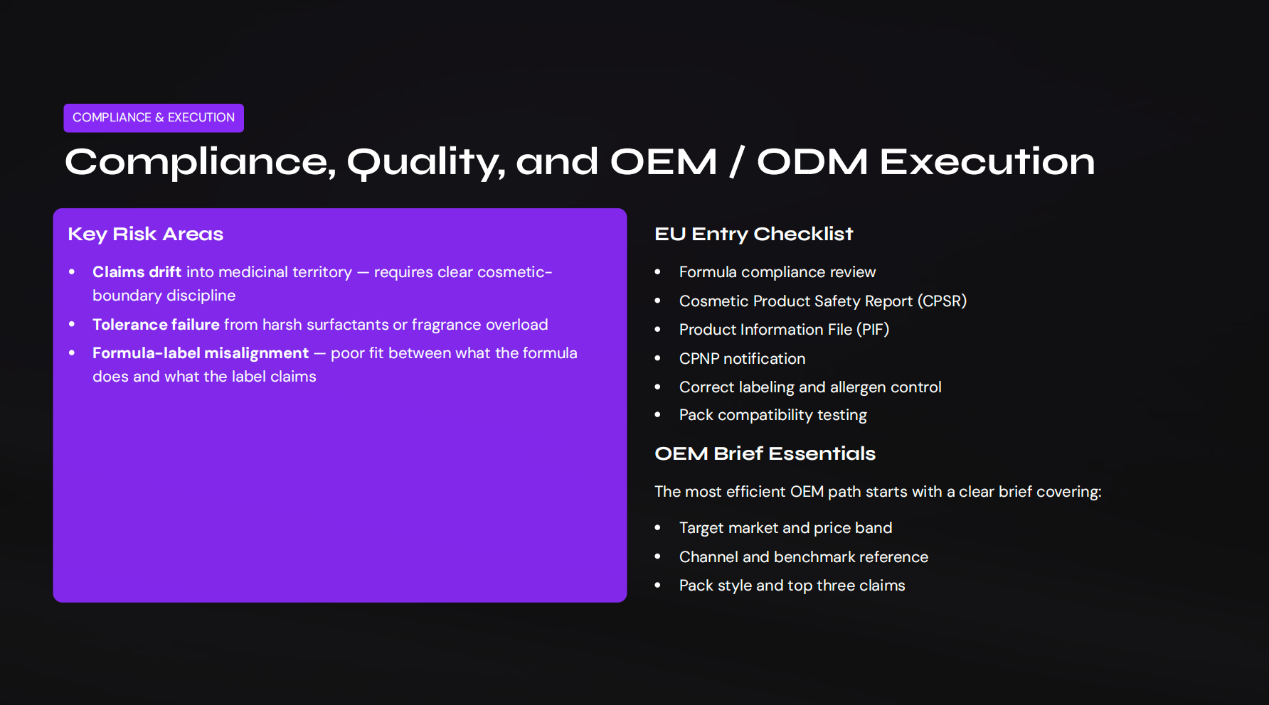 Compliance, Quality, and OEM / ODM Execution