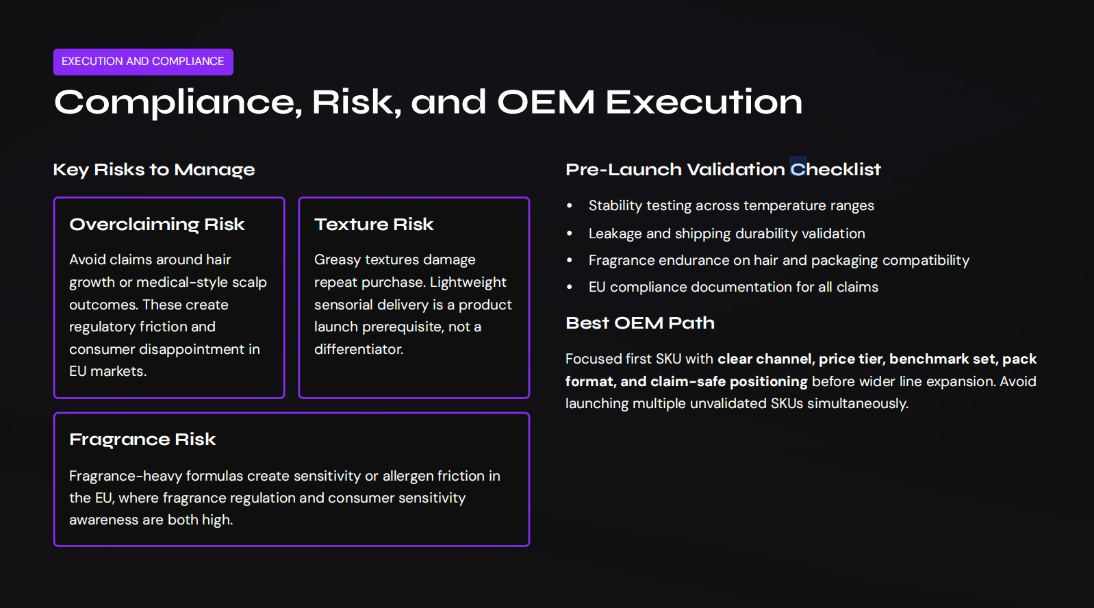 Compliance, Risk, and OEM Execution